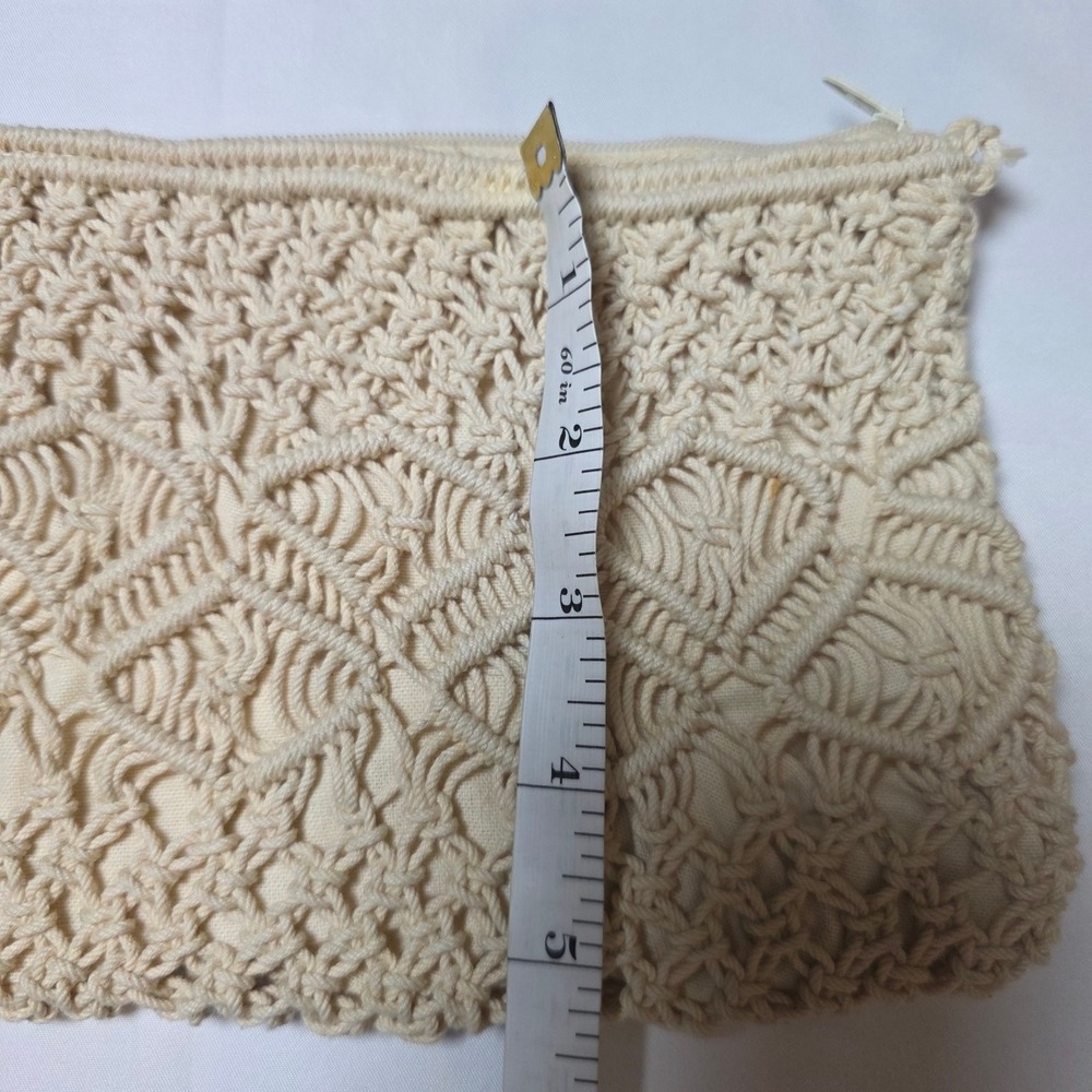 Unbranded Cream Macrame Wristlet Clutch Bag Boho Geometric Knotted Zipper‎ Pouch - Picture 6 of 6